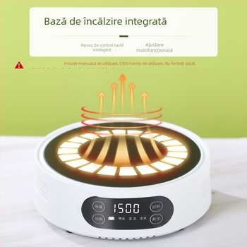 Dispenser din sticlă izolat cu robinet și funcție de încălzire; recipient versatil pentru apă, ceai, lapte, lapte de soia și suc.