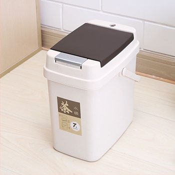 Recipient pătrat din plastic pentru ceai, cu apăsare, mâner portabil și filtru pentru frunze de ceai