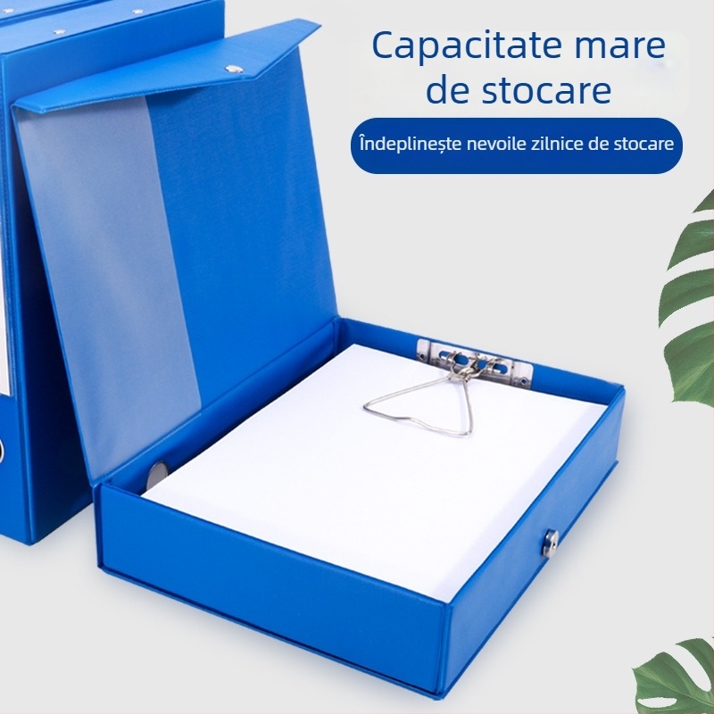 Cutie PVC pentru dosare, cu clemă metalică, cutie rigidă cu închidere magnetică pentru documente și fișiere A4