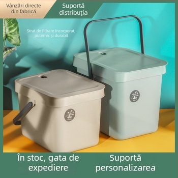 Galeată mare pătrată pentru reziduuri de ceai, cu filtru pentru scurgere