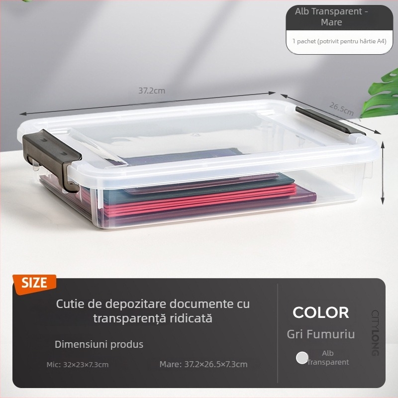 Cutie de depozitare pentru documente și carduri, protecție împotriva prafului, 4,5 litri, material PP, design modern minimalist