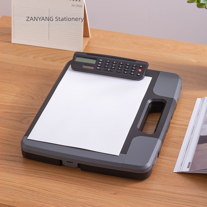 Praise A4 cutie multifuncțională pentru dosare, cu calculator, spațiu de depozitare pentru unelte și tablă de scriere, clip din plastic