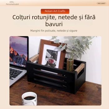 Cutie de depozitare din lemn masiv pentru documente și hârtie igienică de baie