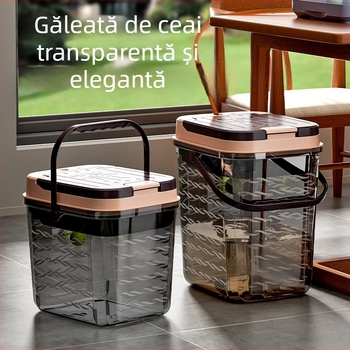Set transparent de accesorii pentru ceai: găleată pentru resturi de ceai, găleată de drenaj și tavă de ceai