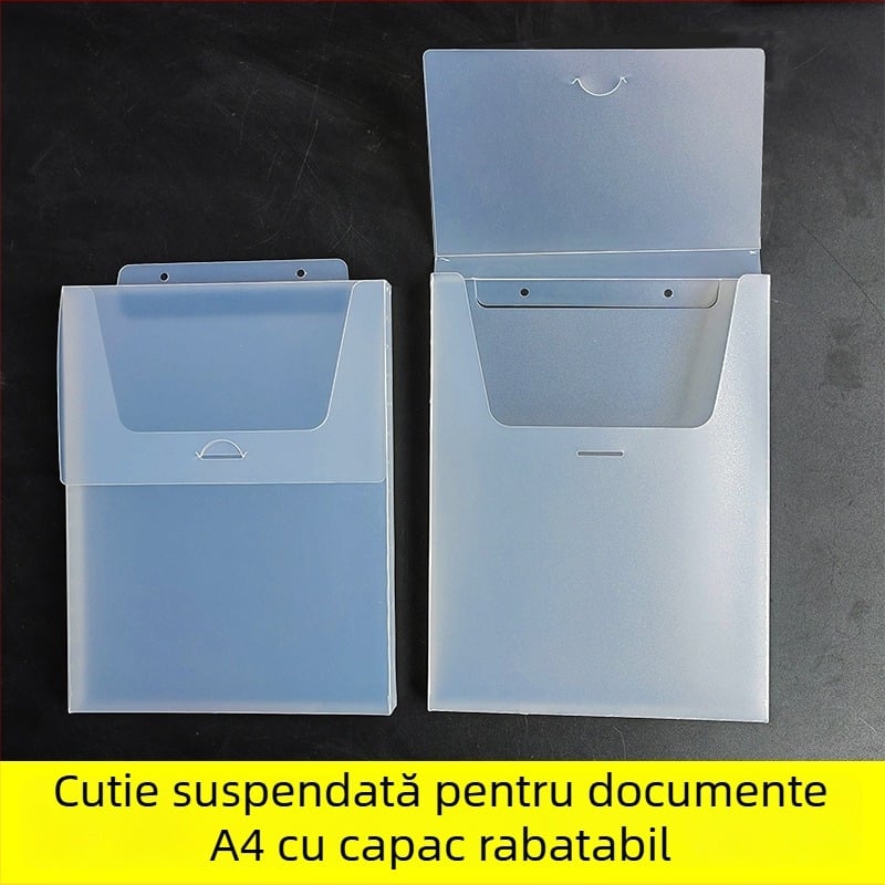 Cutie suspendată pentru documente A4 cu afișaj transparent și capac pliabil
