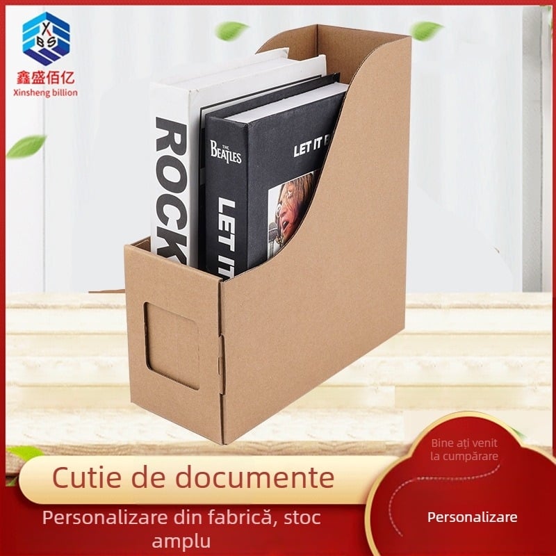 Cutie de depozitare pentru birou, organizator pentru fișiere A4, cutie din hârtie kraft, suport de carte pe birou și ramă pentru documente