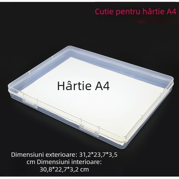 Cutie de depozitare pentru hârtie A4, cutie transparentă din plastic pentru fișiere, cutie pentru documente, cutie pentru carduri, articole de birou