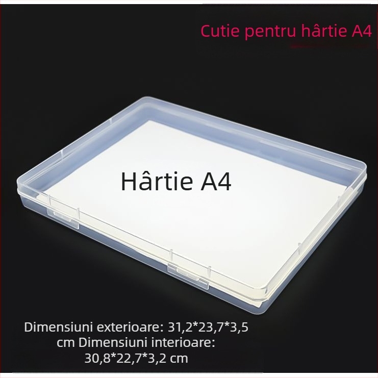 Cutie de depozitare pentru hârtie A4, cutie transparentă din plastic pentru fișiere, cutie pentru documente, cutie pentru carduri, articole de birou