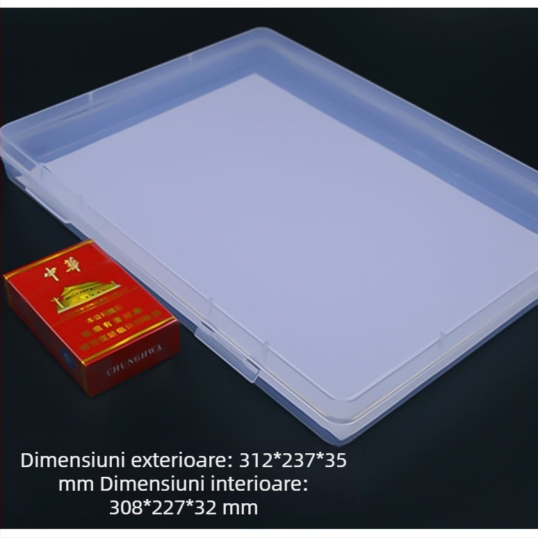 Cutie de depozitare pentru hârtie A4, cutie transparentă din plastic pentru fișiere, cutie pentru documente, cutie pentru carduri, articole de birou