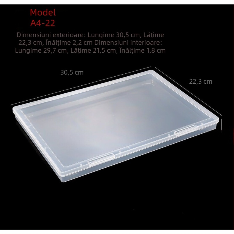 Cutie de depozitare pentru hârtie A4, cutie transparentă din plastic pentru fișiere, cutie pentru documente, cutie pentru carduri, articole de birou