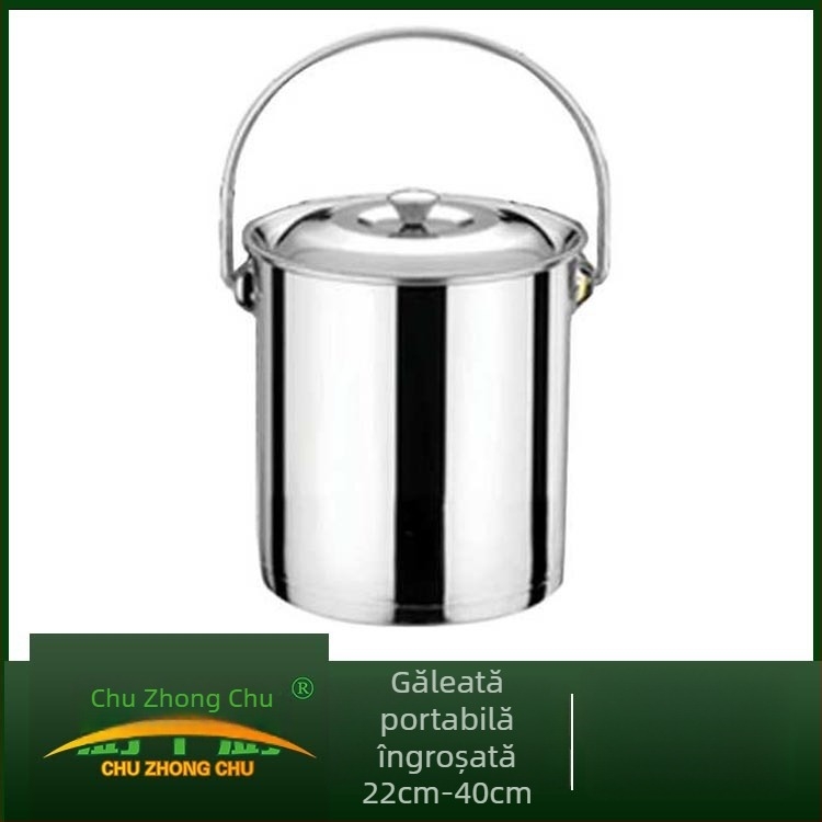 Găleată din oțel inoxidabil cu capac, magnetică sau nemagnetică, multifuncțională, portabilă.