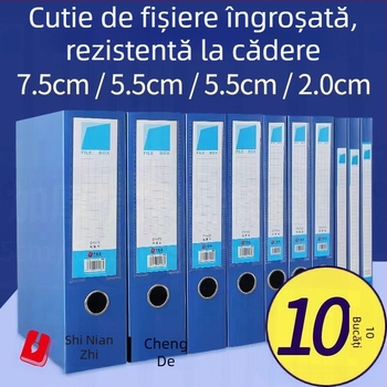 Set de 10 cutii pentru fișiere A4, albastru, material PP, depozitare documente