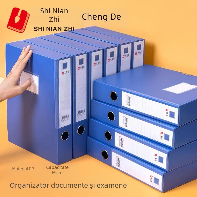 Set de 10 cutii pentru fișiere A4, albastru, material PP, depozitare documente