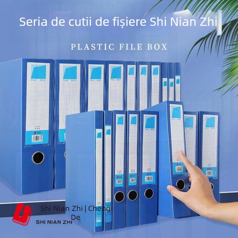 Set de 10 cutii pentru fișiere A4, albastru, material PP, depozitare documente