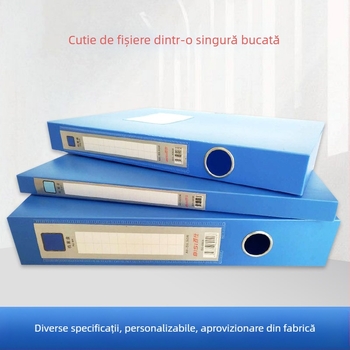 Cutie unică din plastic pentru dosare, cu patru compartimente lățimi 2 cm, 3,5 cm, 5,5 cm și 7,5 cm; dimensiuni 31,5 x 23,5 cm; pentru dosare ale personalului