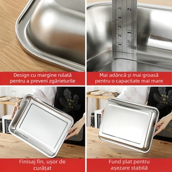 Tavă mare din oțel inoxidabil 304, pătrat/rectangular, pentru aburire orez, grătar pește și tavă de ceai perforată