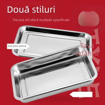 Tavă mare din oțel inoxidabil 304, pătrat/rectangular, pentru aburire orez, grătar pește și tavă de ceai perforată