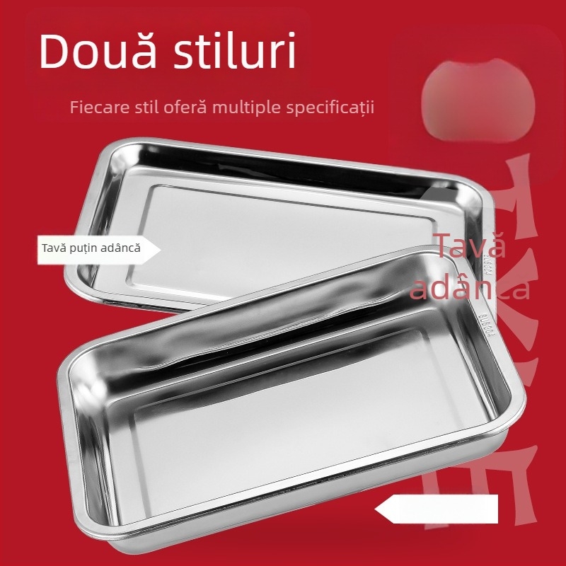 Tavă mare din oțel inoxidabil 304, pătrat/rectangular, pentru aburire orez, grătar pește și tavă de ceai perforată