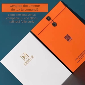 Mapă A4 cu siglă din folie de aur pe hârtie perlată groasă
