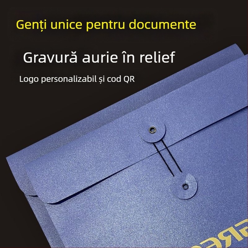 Mapă A4 cu siglă din folie de aur pe hârtie perlată groasă