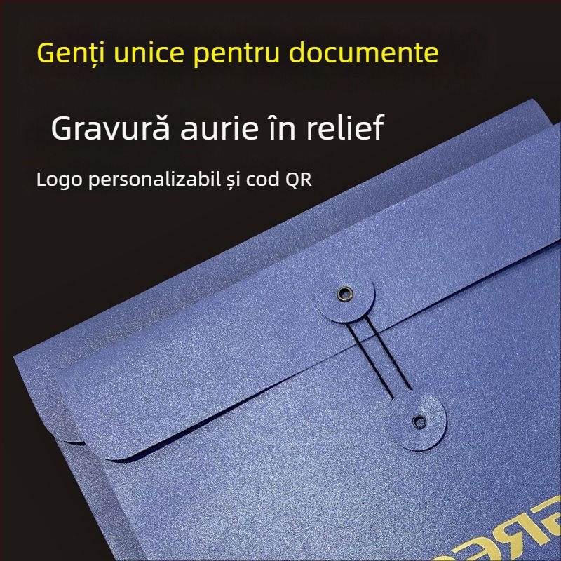 Mapă A4 cu siglă din folie de aur pe hârtie perlată groasă