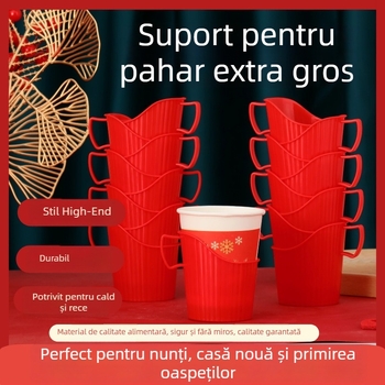 Suport de unică folosință din hârtie, extra gros, cu tavă izolantă termică pentru ceai; potrivit pentru nunți, inaugurări de casă și sărbători de Lună Plină.