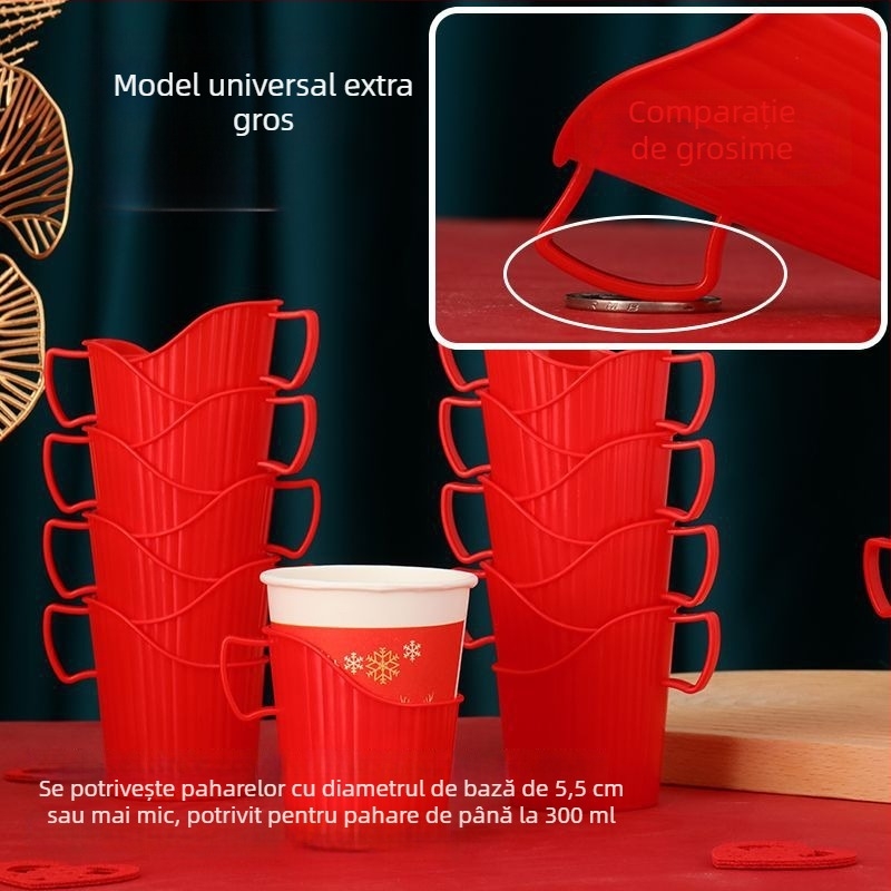 Suport de unică folosință din hârtie, extra gros, cu tavă izolantă termică pentru ceai; potrivit pentru nunți, inaugurări de casă și sărbători de Lună Plină.