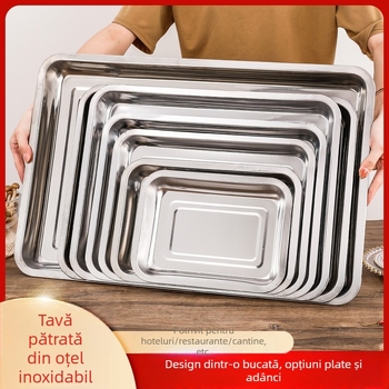 Tăviță din oțel inoxidabil 304, groasă, pătrată și dreptunghiulară, perforată, pentru aburi, orez, ceai, pește și grătar