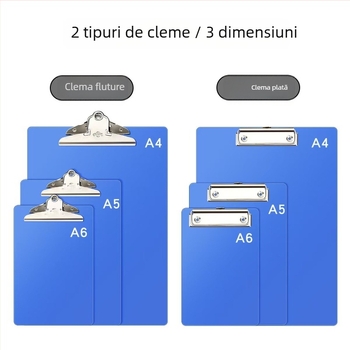 Mapă plastică pentru documente cu clemă A4/A5/A6, suport de scriere și clips pentru bonuri – accesoriu de birou
