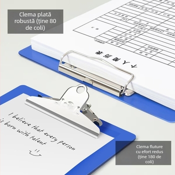 Mapă plastică pentru documente cu clemă A4/A5/A6, suport de scriere și clips pentru bonuri – accesoriu de birou