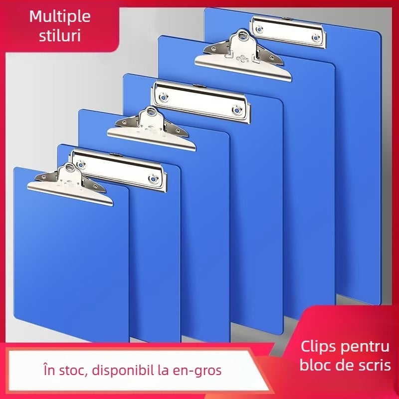 Mapă plastică pentru documente cu clemă A4/A5/A6, suport de scriere și clips pentru bonuri – accesoriu de birou