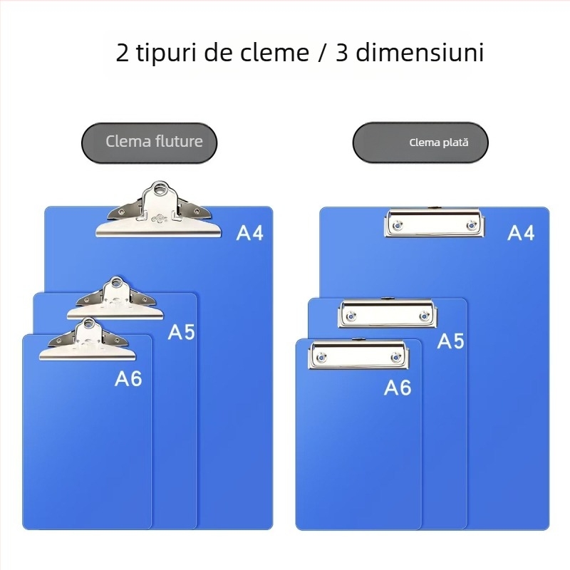 Mapă plastică pentru documente cu clemă A4/A5/A6, suport de scriere și clips pentru bonuri – accesoriu de birou