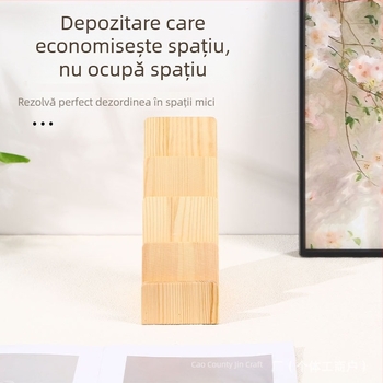 Raft din lemn pentru carduri de vizită, suport de afișare pe birou pentru reviste și flyere, vertical, cu 4 etaje și bază antiderapantă