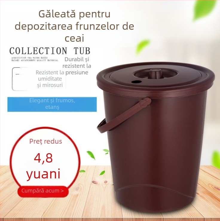Găleată din plastic pentru resturi de ceai și apă uzată, pentru ceremonia de ceai Kung Fu, cu drenaj îngroșat
