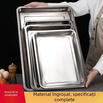Tavă din oțel inoxidabil 304, dreptunghiulară, cu fund plat, pentru cantine, gătire la abur și servire ceai, în mai multe dimensiuni