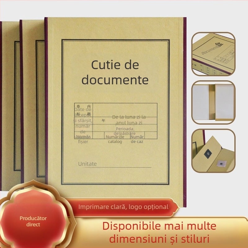 Cutie pentru fișiere A4 din hârtie kraft cu imprimare a logo-ului — depozitare de birou și arhivare documente