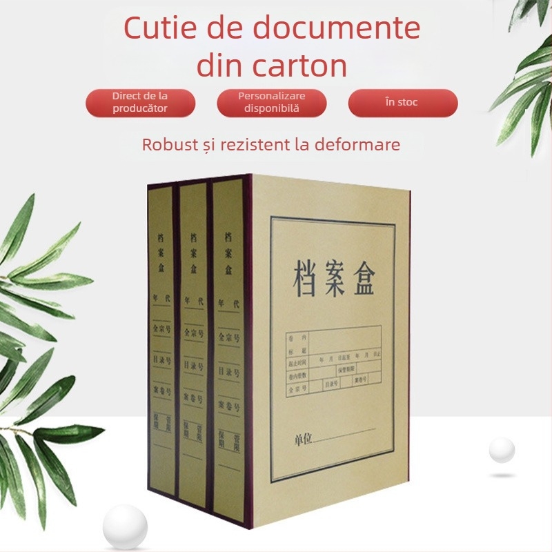 Cutie pentru fișiere A4 din hârtie kraft cu imprimare a logo-ului — depozitare de birou și arhivare documente