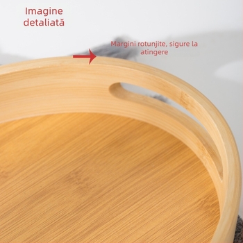 Tavă din bambus, pătrat și rotund, stil minimalist modern, tavă japoneză pentru ceai, tavă rotundă de depozitare