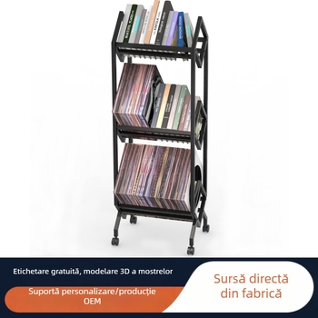 Raft metalic pentru reviste și ziare, etajare multiplă pentru CD-uri și vinil, bibliotecă detașabilă