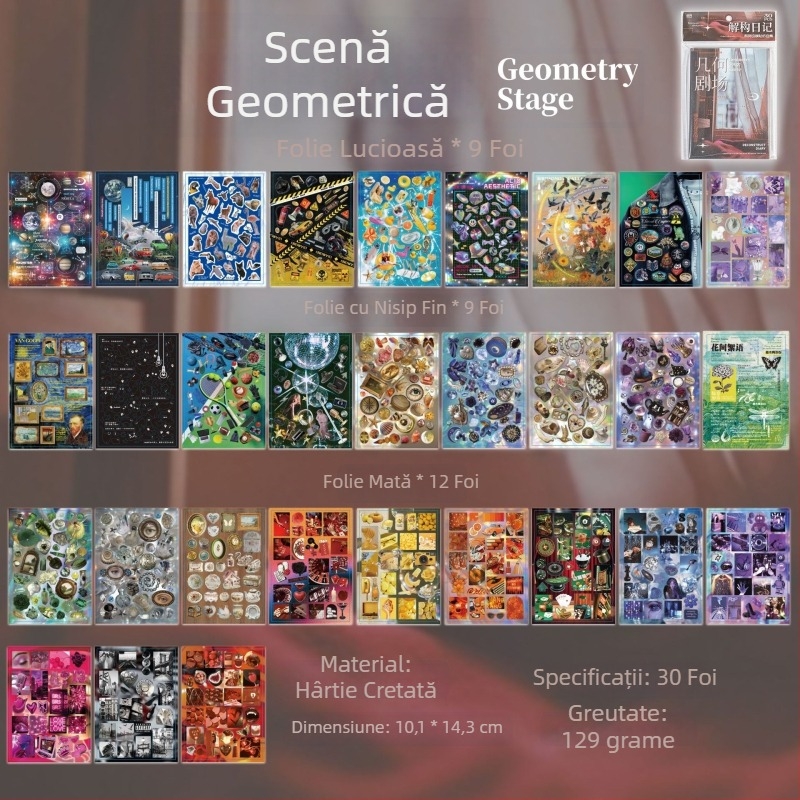 Yuxian Carte cu autocolante din film tăiat: Jurnal deconstruit, modele creative și materiale pentru decor DIY de scenă, Colaj Guka