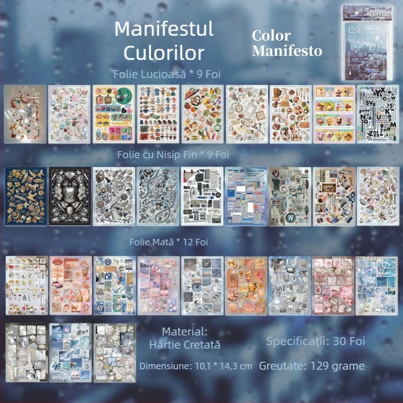 Yuxian Carte cu autocolante din film tăiat: Jurnal deconstruit, modele creative și materiale pentru decor DIY de scenă, Colaj Guka