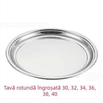 Tavă circulară pentru ceai din oțel inoxidabil, cu covoraș din silicon antiderapant, diametrul 20–21 cm, farfurie de desert pentru restaurant, în mai multe dimensiuni