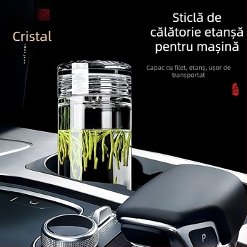 Ceaișcă de ceai din sticlă cristal, 500 ml, pentru mașină și birou, design de înaltă calitate, stil chinezesc nou, cutie cadou