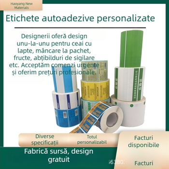 Hârtie termică autoadezivă pentru etichete, cu protecție tripla, 100x150 mm; forme dreptunghi, oval, cerc; marcă Haoyang; grosime 0.1–1 mm