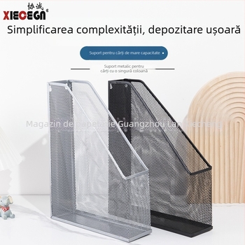 Raft din plasă metalică pentru reviste și fișiere, organizator de birou, 1 nivel, dimensiuni 275×75×320 mm