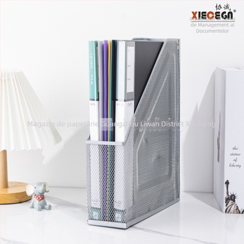 Raft din plasă metalică pentru reviste și fișiere, organizator de birou, 1 nivel, dimensiuni 275×75×320 mm