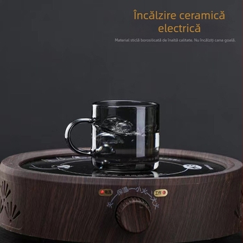 Ceșcuță de ceai din sticlă gri fumuriu, mică, cu mâner mic, rezistentă la temperaturi înalte