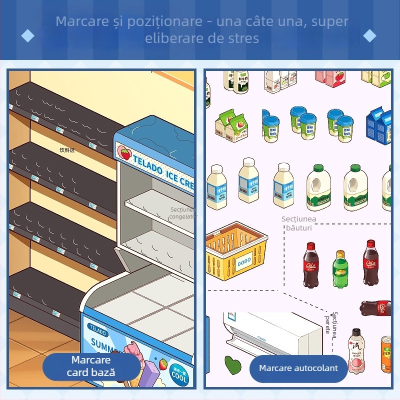 Telado Colecție de Scenă în Miniatură 8.0 – Autocolante Diorama cu Căsuță Desen Animat, Fete și Jucării pentru Copii