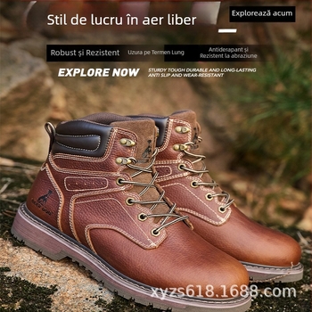 Ghete Martin din piele de vițel pentru drumeții în aer liber — desert militar, tactice, antiderapante, durabile
