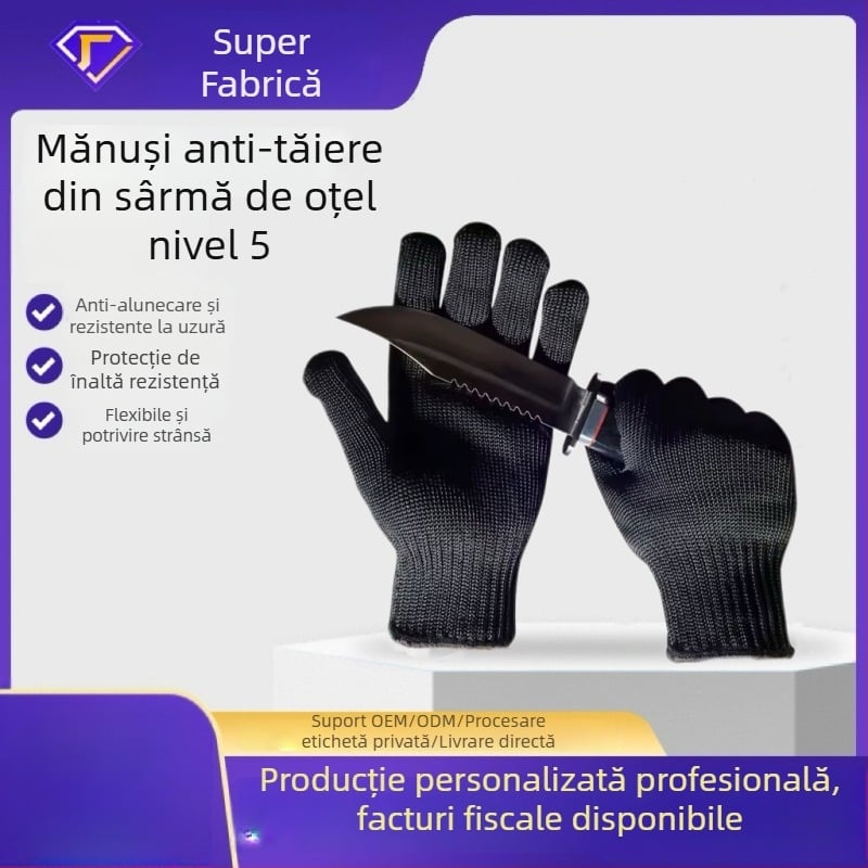 Mănuși de protecție anti-tăiere din sârmă de oțel inoxidabil, rezistente la abraziune, pentru utilizare industrială